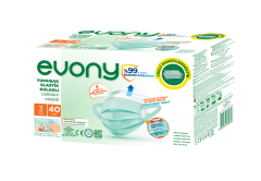 Evony Elastik Kulaklıklı Cerrahi Maske 40`lı Kutuda Tekli Poşet