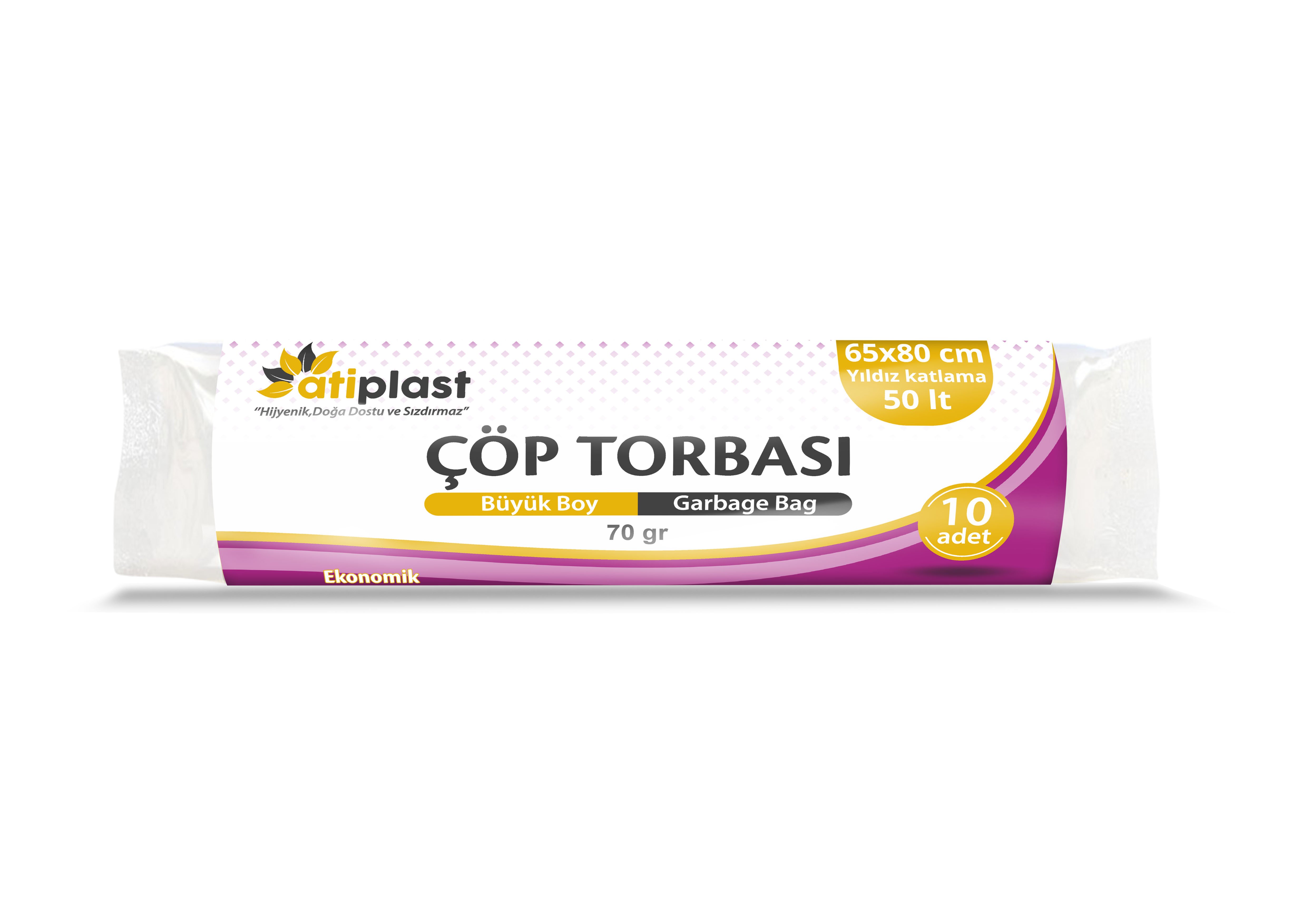 Atiplast Büyük Boy Çöp Torbası 65x80 70 Gr Siyah