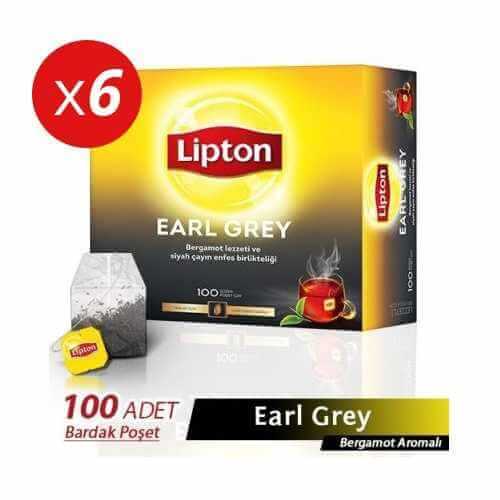 Lipton Earl Grey Bardak Poşet Çay 100'lü 6 Adet