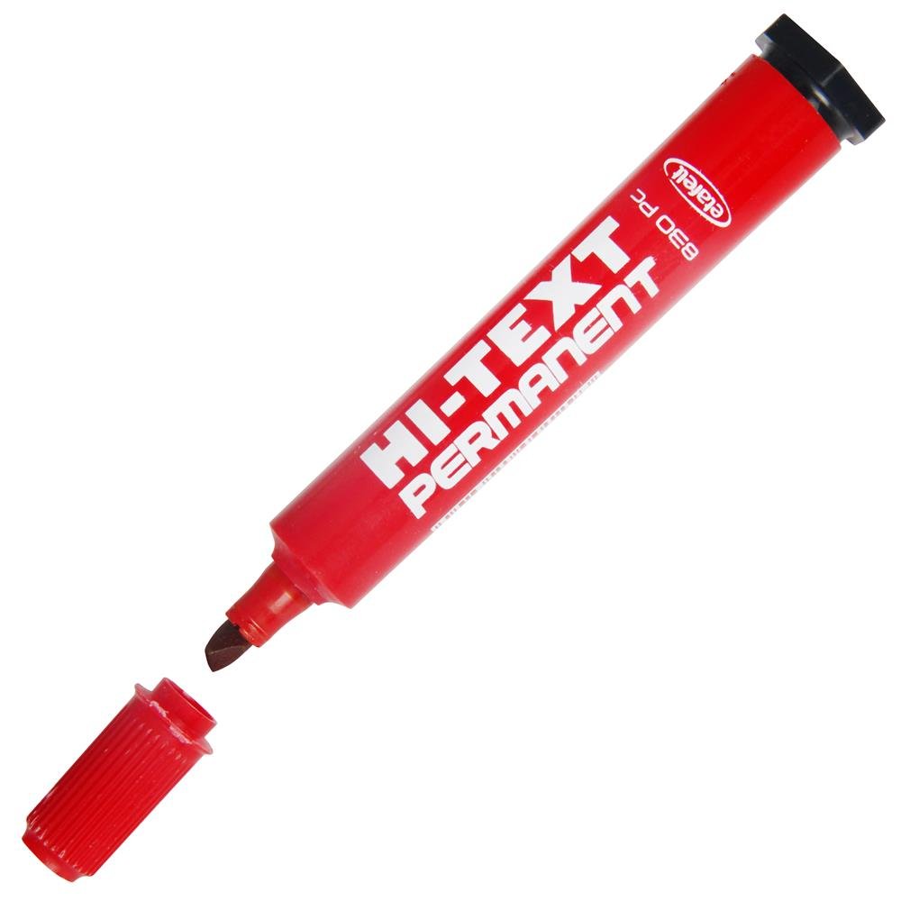 Hi-Text Kesik Uçlu Koli Kalemi Kırmızı 830PC